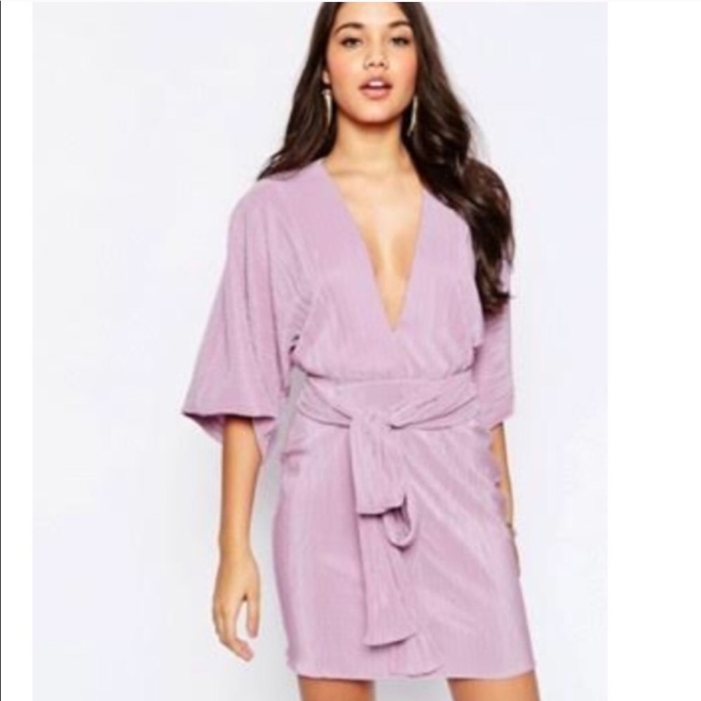 ASOS pleated kimono lavender dress size 6